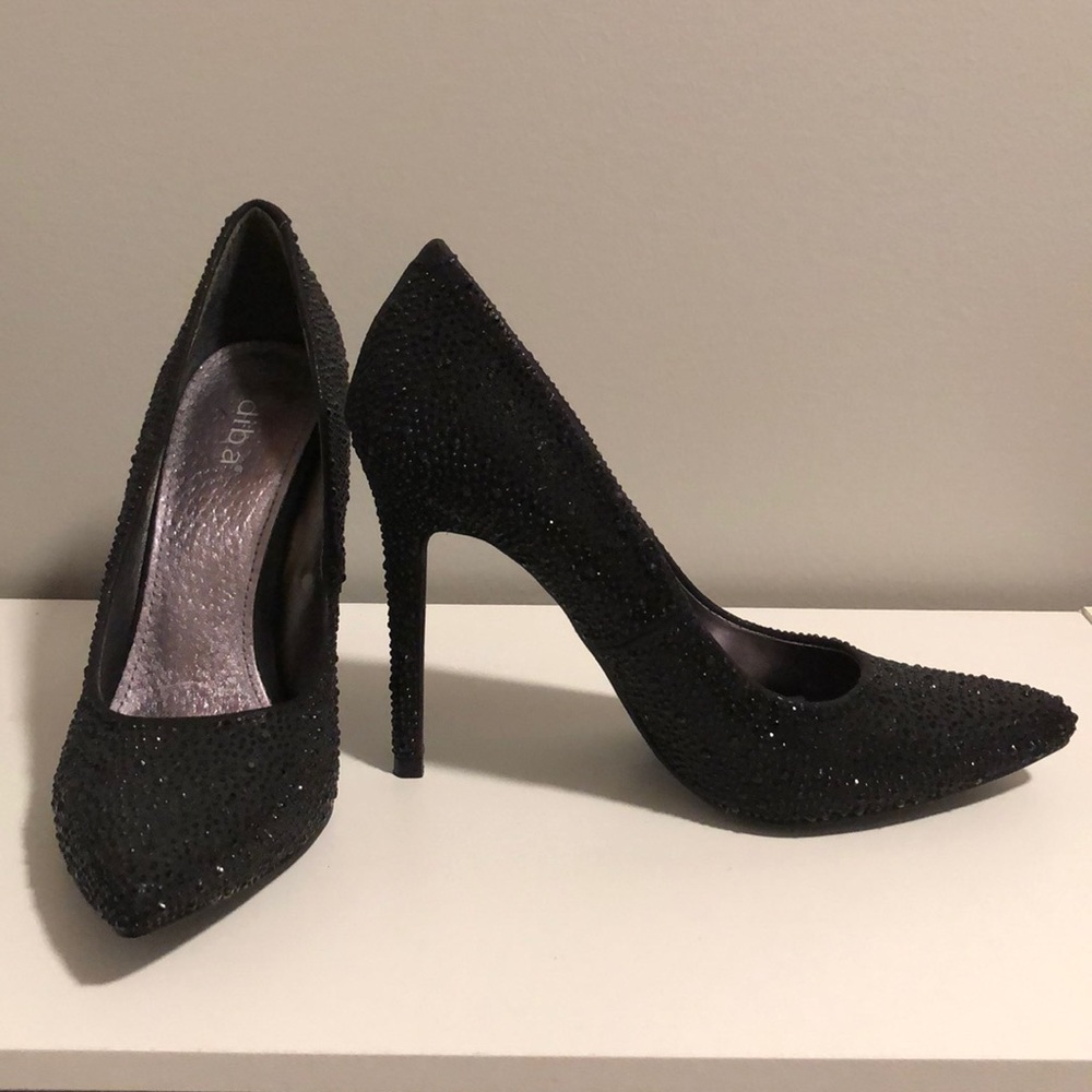 Diba Black Rhinestone High Heels
